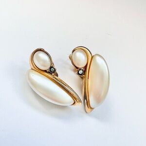 Vintage Givenchy Gold Tone Pearl Earrings